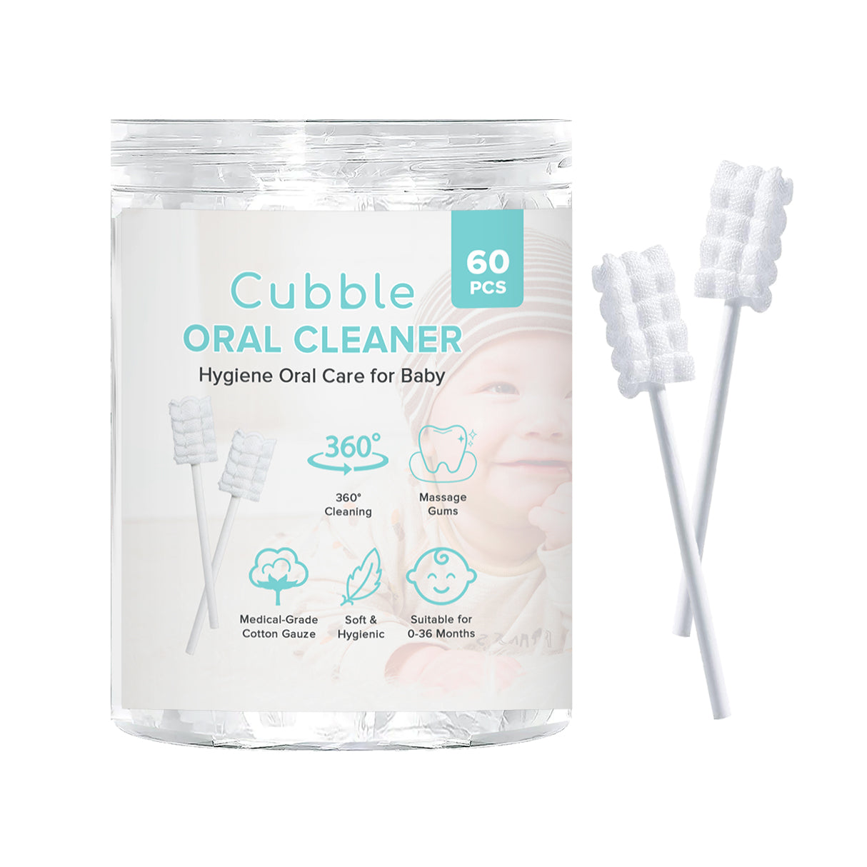 Cubble Disposable Baby Oral Cleaners and Toothbrush (60pcs)